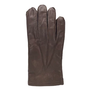 Vintage Men Size L 9-9.5 Leather Gloves Lined Color Brown by Grandoe - Picture 1 of 11