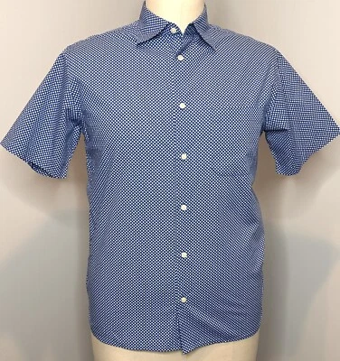 Легкая рубашка Cezani с геометрическим синим принтом с коротким рукавом средний размер - Изображение 1 из 4