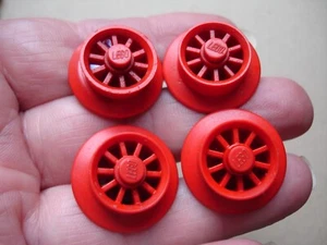 4 x Vintage Lego x556 Red Spoked Train Wheel with Metal Pin - Picture 1 of 1