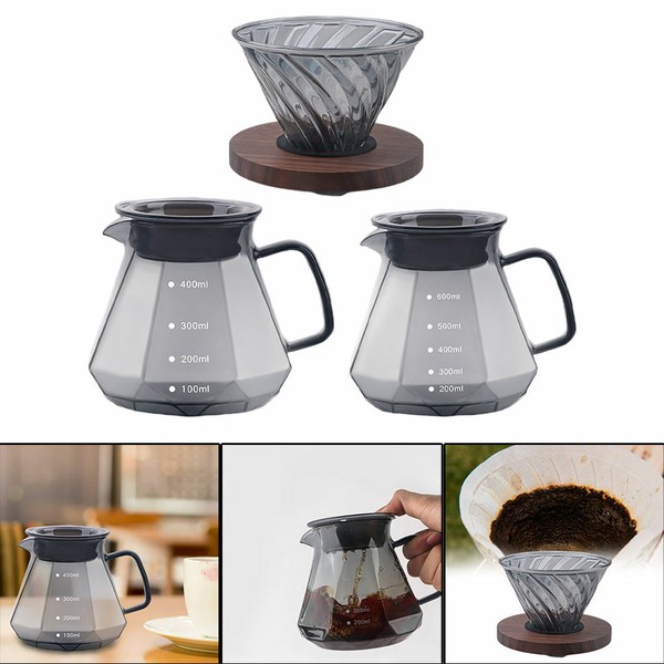 Glass Pour Over Coffee Maker Brewer Pot with Stainless Steel Filter Set Photo Related