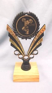 CHEERLEADER Trofeo Negro Soporte Negro y Dorado Inserto Base Madera - Imagen 1 de 1