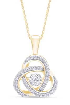 Collar colgante nudo de amor celta de diamantes naturales de 1/2 quilate de 18" en oro amarillo de 10 quilates Foto 1 de 4