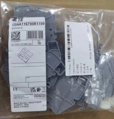 10pcs TE Entrelec Terminal Blocks SCFCV1-2 1SNA116795R1100 - Image 1 of 2
