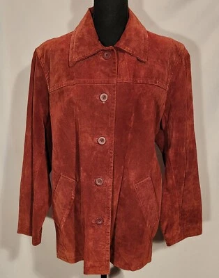 Chaqueta de cuero genuino para mujer Jaclyn Smith chaqueta roja borgoña talla mediana Foto 1 de 4