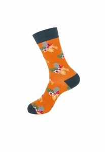 Erwachsene - Luxus Orange Blumen Baumwollsocken - Bild 1 von 3