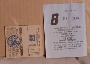 1973 YANKEES vs TIGERS ticket stub LAST GAME YANKEE STADIUM with Parking 9/30/73 - Picture 1 of 2