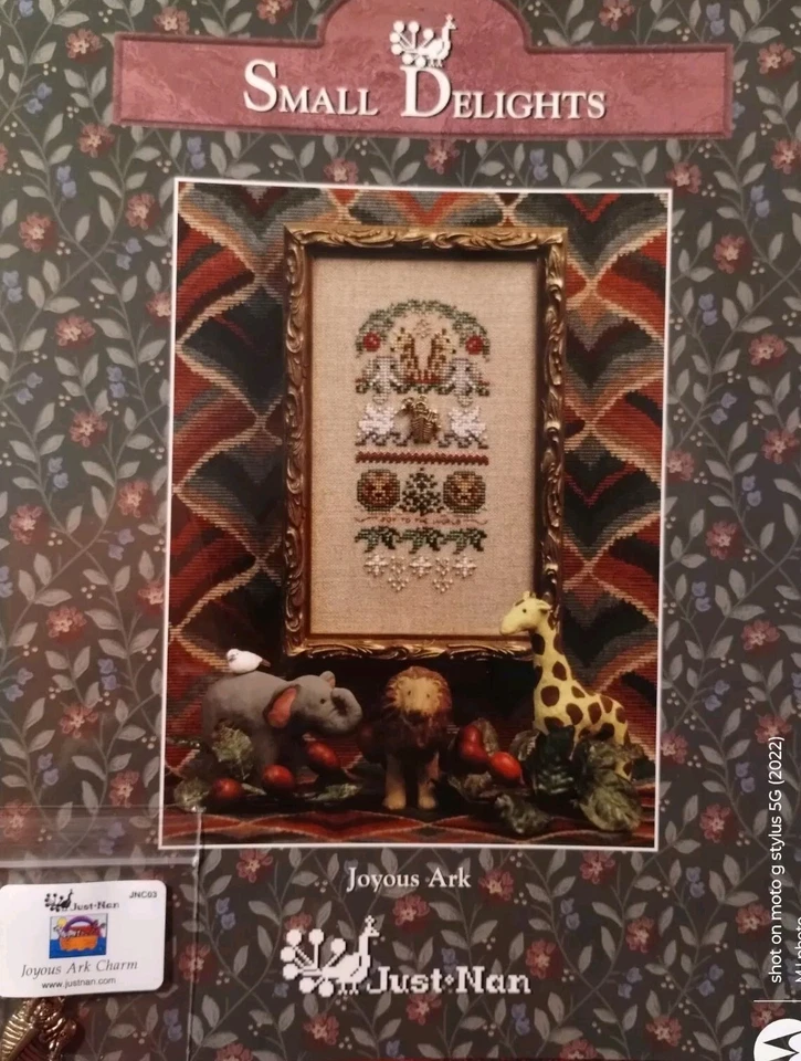 JUST NAN SMALL DELIGHTS JOYOUS ARK CROSS STITCH CHART & ARK CHARM - Image 1 of 4