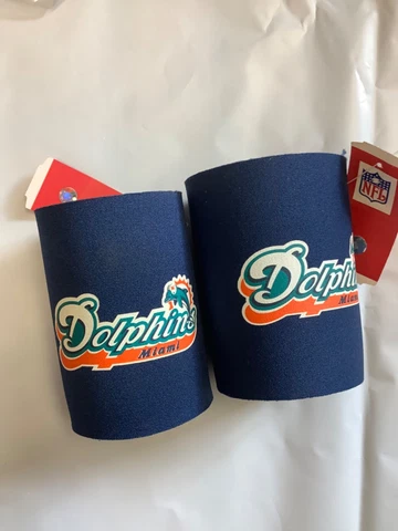 NFL Miami Dolphins CAN Cooler, Coozie, Koozie, Coolie (Lot of 2) Team Color Cover