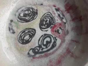 Servizio ciotola UFO Swirl Plum Pop 12 x 3" firmato bordeaux unico occhio caramelle d7 - Foto 1 di 4