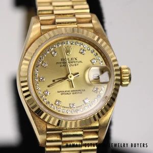 Rolex Ladies Rare String Dial 18K Yellow Gold Size 5.5 Ref 69178 Circa 1990 - Picture 1 of 5