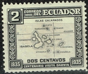 Galapagos Islands Ecuador Geography Map stamp 1935 MLH A-24 - Picture 1 of 1