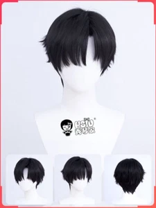 Parrucca Toupee Zayne Cos Love and Deepspace capelli neri parrucca quotidiana uomo Halloween - Foto 1 di 5