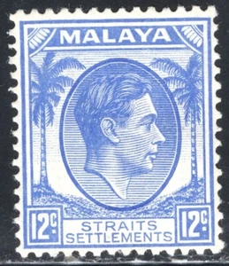 Straits Settlements Stamp Scott #245, 12c, King George VI, Die II, MLH, SCV$6.00 - Picture 1 of 1