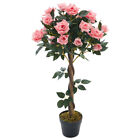 Artificial Rose Flowers Tree Faux Fake Plant in Pot In/Outdoor Garden Home Decor