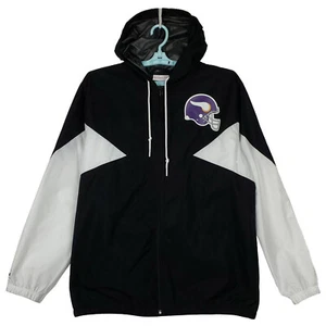 Minnesota Vikings Mitchell & Ness NFL Large Windbreaker Jacket Black White NWT - Picture 1 of 8