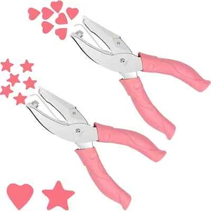 2Pk Heart and Star Shape Handheld Hole Paper Punch Single Hole Puncher for Tags - Picture 1 of 7