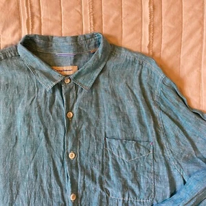Tommy Bahama Relax Shirt Mens 2XL Blue Easy Breezer Linen Button Up Long Sleeve - Picture 1 of 14
