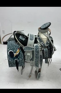KingSaddle Mexikanischer Leder Pferdesattel / Silla De Montar Estilo Charro (Paket) - Bild 1 von 1
