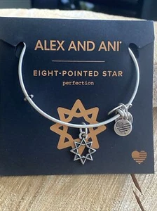 Alex and Ani "EIGHT-POINTED STAR" Perfection Star Silver Bracelet w/Card NWT - Picture 1 of 4