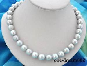 Collar de perlas S1680 18" 13 mm redondo gris Edison renacido keshi - Imagen 1 de 3