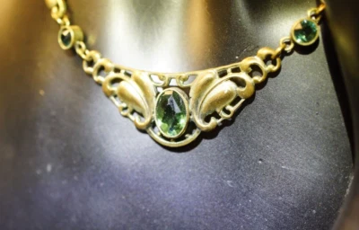 Kette Trachtenkette Gold Art Deco Antik Jugendstil Peridot - Bild 1 von 4
