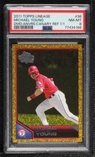 2011 Topps Lineage Canary Diamond 1/1 Michael Young #36 PSA 8