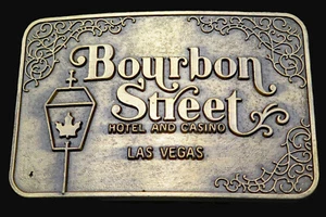 Bourbon Street Hotel Casino Las Vegas Nevada Vintage Belt Buckle - Picture 1 of 3