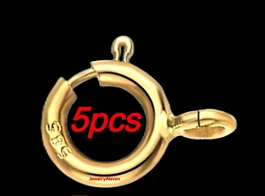 (5) PAQUETE DE CINCO PESO ESTÁNDAR 5,5 mm oro amarillo 14k cierre de anillo salto abierto - Imagen 1 de 4