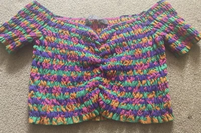 Primark funky stretch Multicolour Textured Knit Crop Top – Size M (12–14) - Image 1 of 4