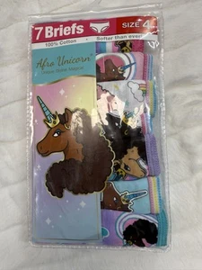 Afro Unicorn Briefs Girls Size 4 7 Pack Underwear Magical Unique Kids Multicolor - Picture 1 of 7