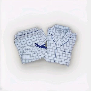 Petite Plume Herren Tattersail Twill Pyjama Set Größe Large blau kariert - Bild 1 von 15