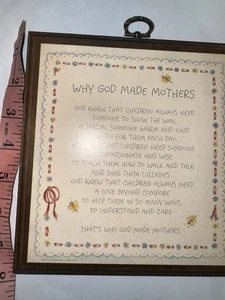 Vintage Wood Wall Plaque Why God Made Mothers - Picture 1 of 2