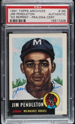 PSA/DNA 1991 Topps Archives The Ultimate 1953 Set Jim Pendleton #185 - Image 1 of 2