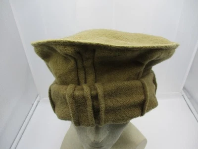Afghan Pakol Hat Pakol Tan Khaki Green Wool Lined Mens Traditional Warm Beret - Image 1 of 4