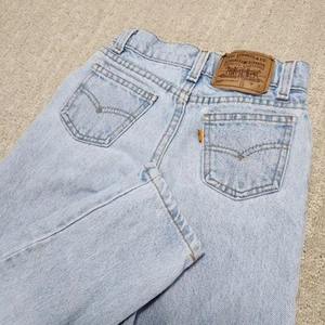 Vintage Levis 550 Jeans Kids 6x Girls Orange Tab USA Made Taper 20x20 Light Wash - Picture 1 of 14