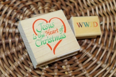 木装邮票套装 WWJD OOP 宗教耶稣是圣诞节之心 — 第 1/4 张图片