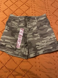 social standard women's utility cargo shorts Camo Small Elastic Waist Cuff Pocke - Picture 1 of 10