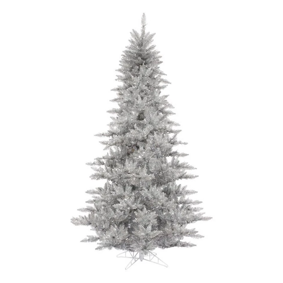 Árbol de Navidad artificial Vickerman 108" plástico abeto sin iluminar en oropel plateado Foto 1 de 1