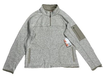 New Bass Outdoor Women’s Quarter Zip Fleece Sweater Size M Pullover Jacket Beige - Image 1 of 4