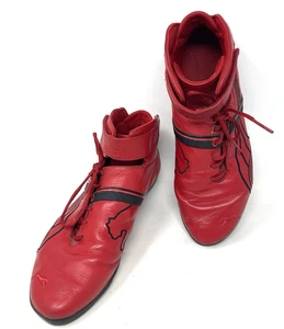 PUMA Ferrari Mens Racing Shoes Boots Sneakers 9.5 Red Leather Scuderia Driving - Picture 1 of 23