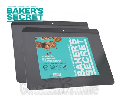 Baker's Secret Juego de 2 Hojas para Galletas 16"x14" Doble Pared Aisladas Acero al Carbono Foto 1 de 4