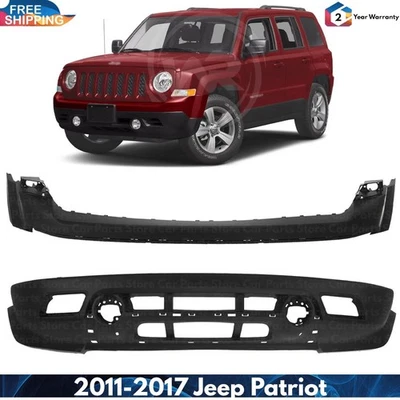 Front Bumper Cover Fascia & Upper Bumper Cover Kit For 2011-2017 Jeep Patriot Foto 1 de 4