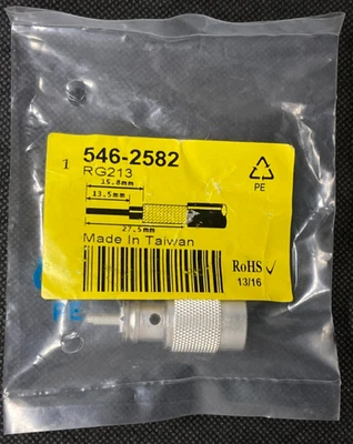 RS 546-2582 Plug Cable Mount UHF Connector Solder Termination Straight Body - Image 1 of 2