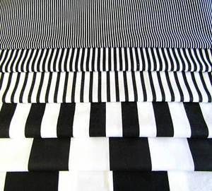 Black&White Striped fabric 100% Cotton fabric Craft Cotton Fabric Medium Cotton - Picture 1 of 22