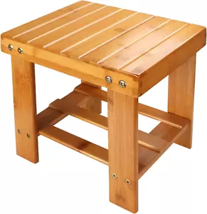 Small Bamboo Step Stool for Kids, 10 inch High Multi-Functional Wooden Stool Sea - Picture 1 of 6