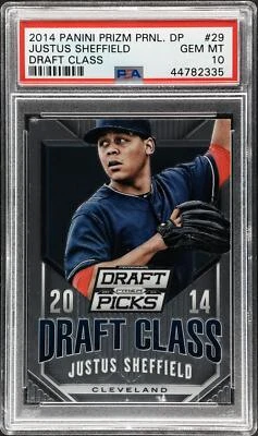 2014 Panini Prizm Justus Sheffield Perennial Draft Picks Draft Class #29 PSA 10 - Image 1 of 2