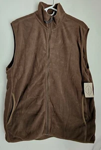 St Johns Bay Vest Mens XL Outerwear Brown/green Fleece Full Zip Outdoor Solid  - Picture 1 of 10