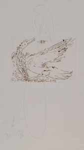 Jonas Hafner /Radierung/handsigniert/Schwan +kleine Zeichnung / 1983 -1986 /5 - Bild 1 von 2