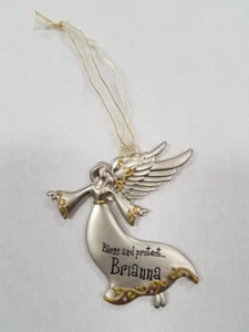 Spoontiques Pewter Angel Ornament - Imprinted "Bless and Protect Brianna" - Picture 1 of 1