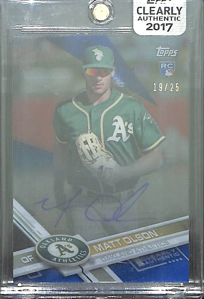 2017 Topps Clearly Authentic Blue Autograph #CAAU-MO Matt Olson No 19 of 25 - Image 1 of 2